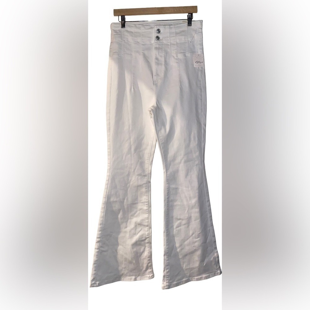 Free People Women Jayde High Rise Flare Wide Leg Jean W31 Pure White Boho NEW